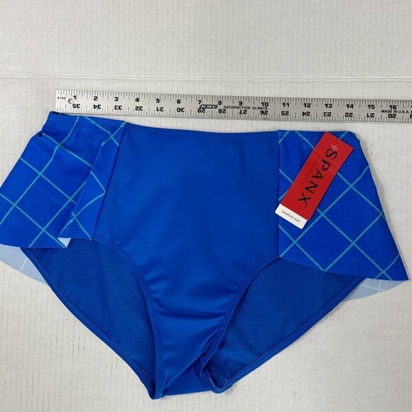 SPANX Women's 12 Flirty Skirt High Waist Swim Bottom Electric Blue Geo New - Picture 5 of 15